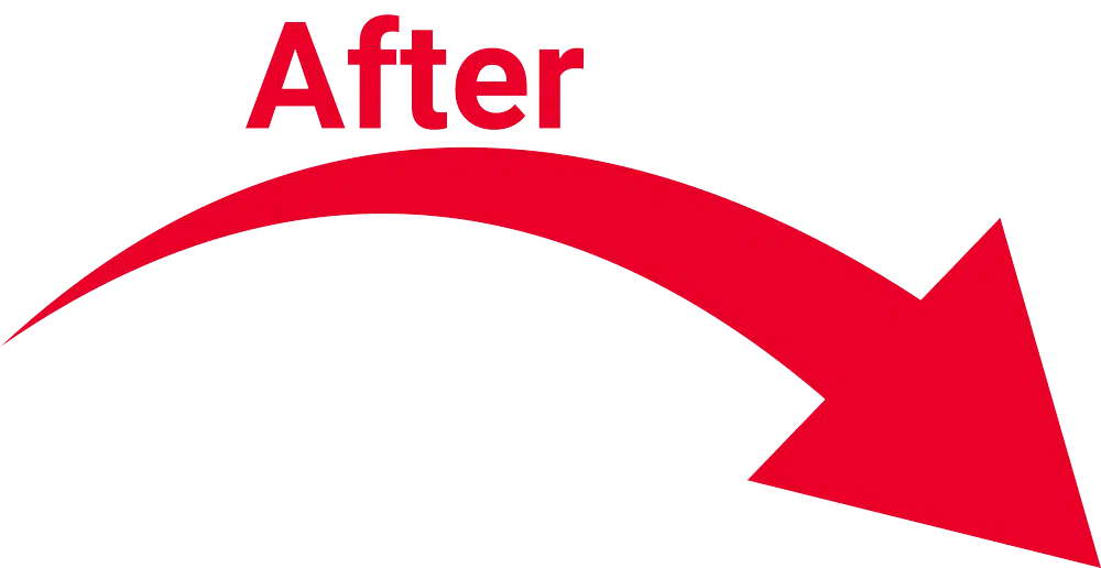 The word AFTER with an arrow pointing right and down