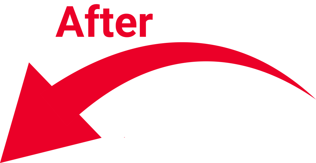 The word AFTER with an arrow pointing left and down